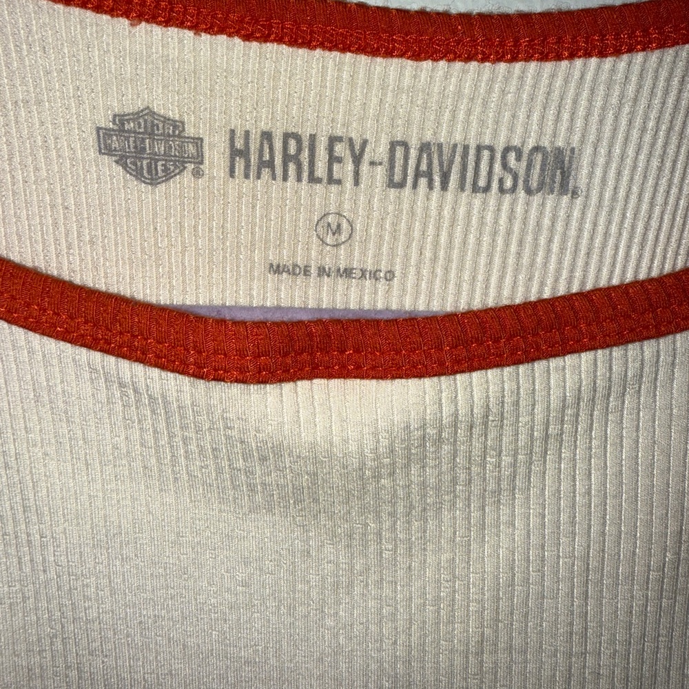 Harley Davidson | Cropped Graphic Tank Top | Medium | Orange/White | NWOT - Picture 4 of 5